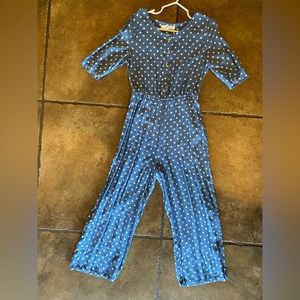 Girls Copper Key Blue Polka Dot Jumpsuit